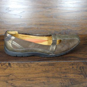 Clarks Unstructured Brown Leather Mary Jane Flats Shoe Women's Size 10